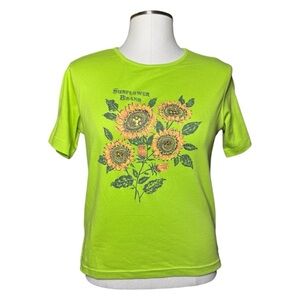 Basic Editions Green Sunflower Vintage Fall Y2k Top